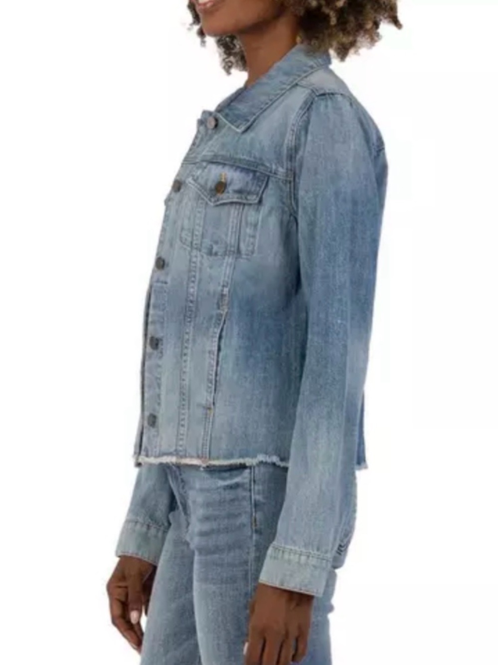 Kut from the Kloth Light Blue Denim Trucker Jacket - Picture 2 of 6